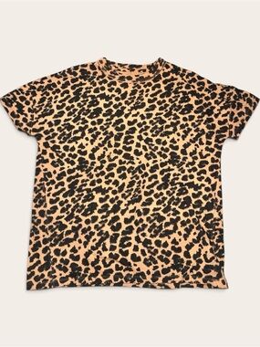 aerie Leopard Print Short Sleeve Boyfriend Oversized Tee Size XXS NWT